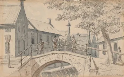 A Bridge over a Canal in Winschoten by Мартинус Рёрбю, 1834 — digital art print download