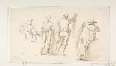 Figure Studies; Two Standing and Two Seated Men by Доменико Гаргьюло, 1609-1675 — digital art print download