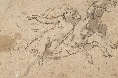 Nude Female Riding on a Triton's Back by Доменико Гаргьюло — digital art print download