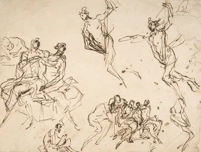 Studies of a Group of Seated Figures and of a Flying Figure by Доменико Гаргьюло — digital art print download
