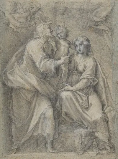 The Holy Family with Angels by Cristoforo Roncalli — digital art print download