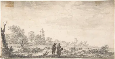 Landscape with Two Figures Conversing by Саломон ван Руйсдал — digital art print download