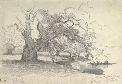 Landscape with Trees near a Pond by Willem Roelofs — digital art print download