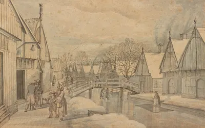 A Street in Jisp on a Winter's Day by Abraham Rutgers — digital art print download