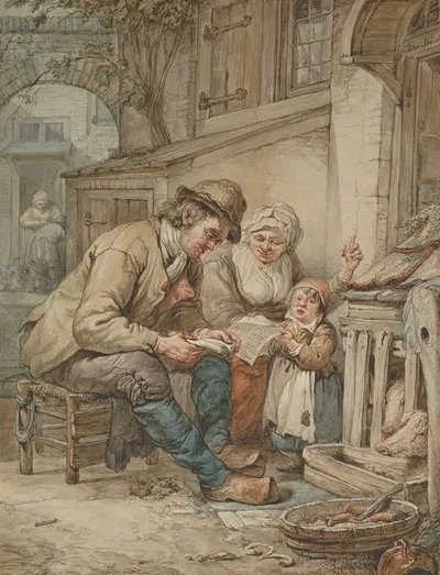 Parents Teaching Their Daughter a Song by Абрахам Ван Стрий — digital art print download