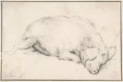 A Sleeping Swine by Адриан ван де Вельде — digital art print download
