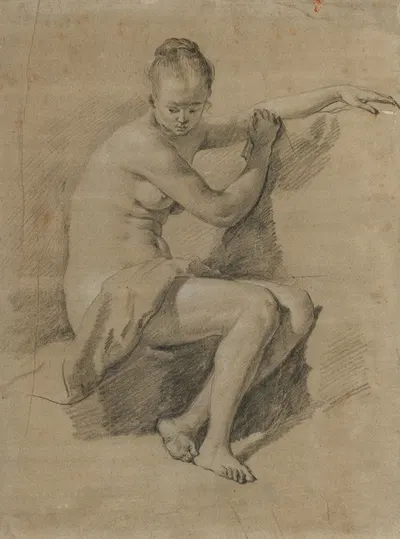 Seated Female Nude by Адриан ван де Вельде, 1660–1670 — digital art print download