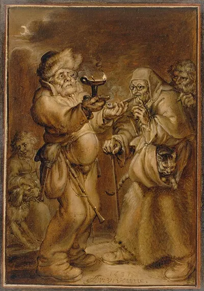 Moralizing Scene with an Old Woman and a Man by Адриан ван де Венне, 1631 — digital art print download