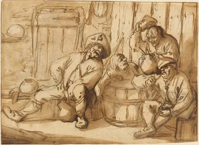 Peasants Drinking in a Tavern by Адриан ван Остаде — digital art print download