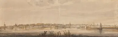 Panoramic View of Dordrecht and the River Maas by Аельберт Кёйп, 1645–1652 — digital art print download