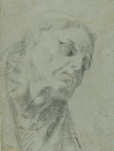 Head of a Monk; Caricature of a Man in Profile by Агостино Караччи, 1590 — digital art print download
