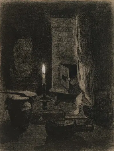 Still Life with Candle by Альбер Лебур, 1867–1870 — digital art print download