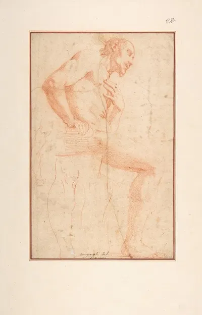 Seated Male Nude Facing Right by Alessandro Tiarini, 1577–1688 — digital art print download