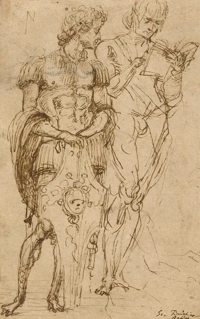 Two Standing Male Figures by Андреа Мантенья, 1456 — digital art print download