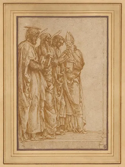 Study of Four Saints (Peter, Paul, John the Evangelist, and Zeno) by Андреа Мантенья, 1456–1459 — digital art print download