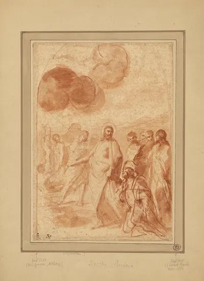 Christ's Command to St. Peter, 'Feed My Sheep!' ('Pasce Oves Mea') by Andrea Sacchi, 1628 — digital art print download