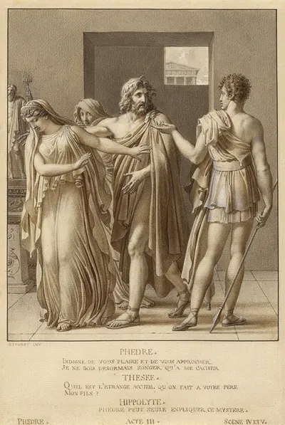 Phaedra Rejecting the Embraces of Theseus by Анн Луи Жироде-Триосон, 1800 — digital art print download