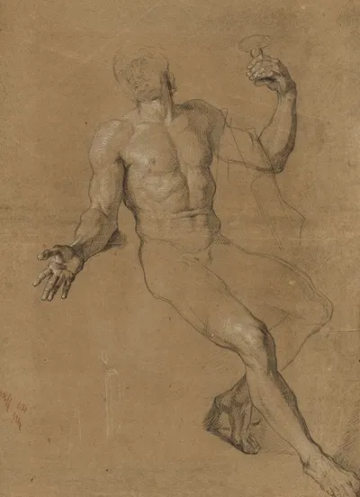 Study of a Nude Man Posed as Bacchus by Антуан Койпель, 1685 — digital art print download
