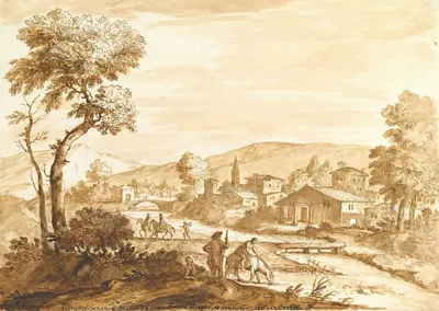 Landscape with a Town by a River by Антон Мария Занетти Старший, 1680–1767 — digital art print download