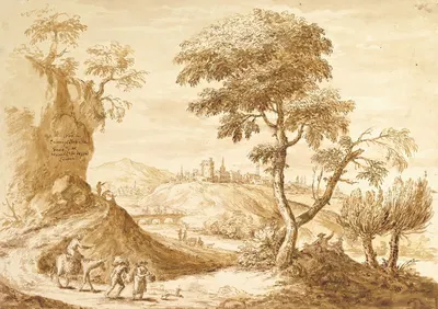 Landscape with a Town in the Distance by Антон Мария Занетти Старший, 1680–1767 — digital art print download