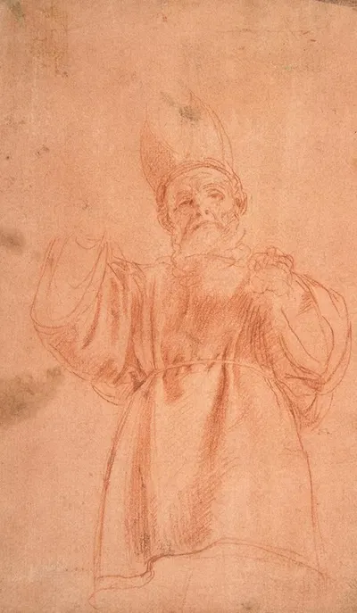 Priest with Upraised Arms Wearing a Two-Horned Tiara by Танцио да Варалло, 1575–1633 — digital art print download