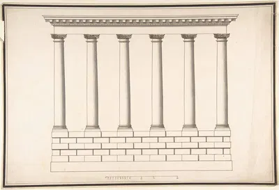 Ionic Colonnade (6 Columns) on Rusticated Base by Antonio Maria Visentini, 1688–1782 — digital art print download