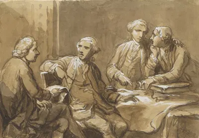 Four Connoisseurs Seated at a Table late by Антонио Цукки — digital art print download