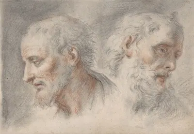 Two Studies of Bearded Men by Bartholomaeus Ignaz Weiss — digital art print download