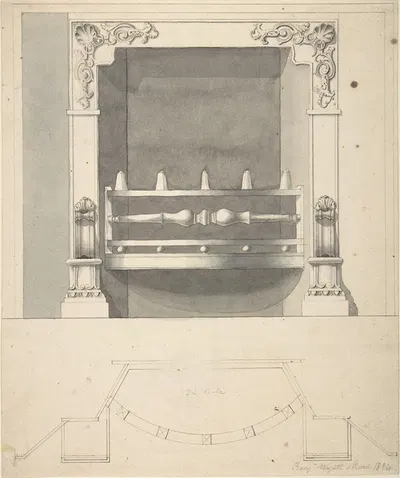 Design for a Cast-iron Hob Grate in Ormolu by Бенджамин Дин Уайатт, 1814 — digital art print download