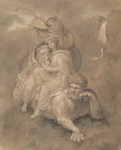 Dante and Virgil on the back of Geryon by Bertel Thorvaldsen — digital art print download