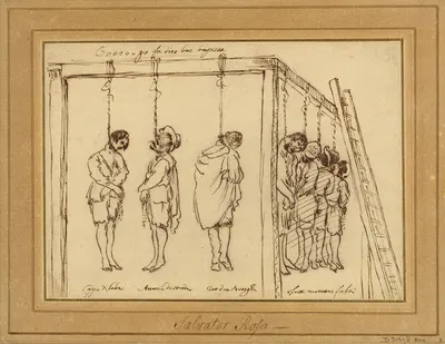 Seven Men on the Gallows by Bolognese School, 1630 — digital art print download