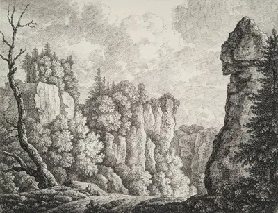 Rocky Landscape with a Hermit by Carl Wilhelm Kolbe the elder — digital art print download