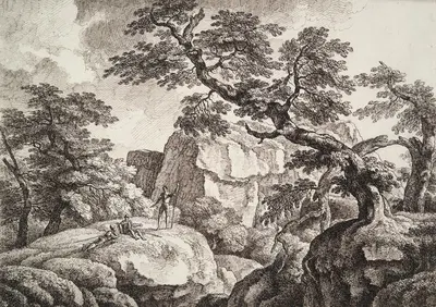 Three Soldiers in a Hilly Landscape by Carl Wilhelm Kolbe the elder — digital art print download