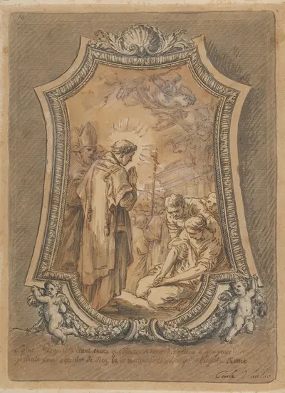 Saint Gregory as Deacon Directing Prayers and Processions for the Cessation of the Plague by Charles-André van Loo, 1762 —…