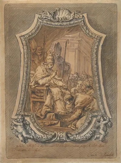 The Clergy of Rome Paying Homage to St. Gregory after His Investiture by Charles-André van Loo — digital art print download