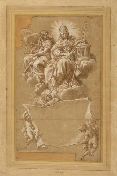 Faith and Justice Enthroned by Карло Маратти, 1676 — digital art print download