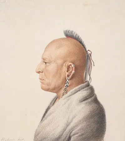 Osage Warrior by Charles Balthazar Julien Févret de Saint-Mémin — digital art print download