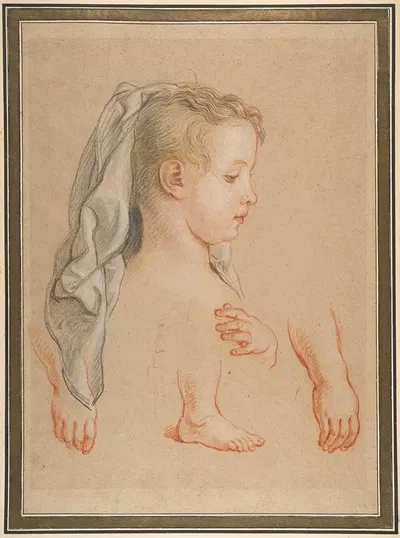 Head of a Young Girl and Studies of Hands and of her Right Foot by Шарль де Ла Фосс — digital art print download