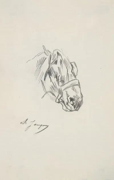 Head of a Horse by Шарль Эмиль Жак — digital art print download