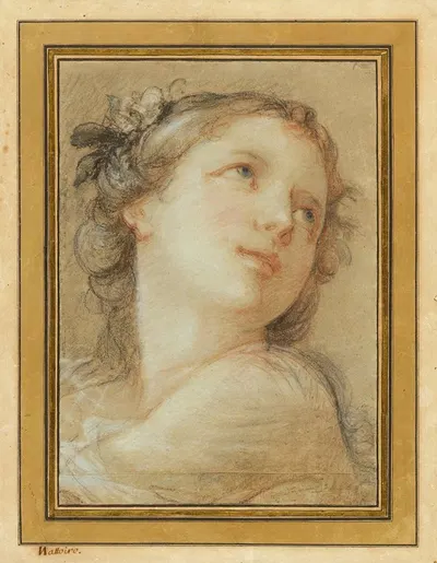 Head of a bacchante by Шарль-Жозеф Натоир, 1741 — digital art print download