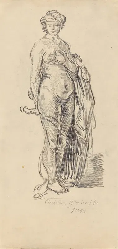 Female Nude with a Turban by Кристиан Фридрих Гилле, 1855 — digital art print download