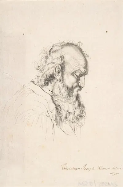 Bearded Man by Christoph Joseph Werner, 1690 — digital art print download