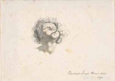 Head of a Putto by Christoph Joseph Werner, 1690 — digital art print download