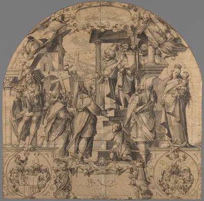 Ecce Homo, the king Caspar, the Virgin and Child and the Arms of the Families Kündig and Pfyffer by Кристоф Мурер, 1592 —…