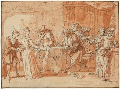 Scene from the Italian Comedy by Claude Gillot, 1700 — digital art print download