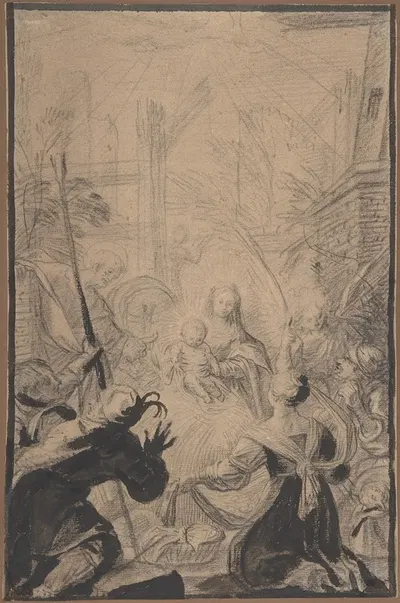 Adoration of the Shepherds by Claude Vignon — digital art print download
