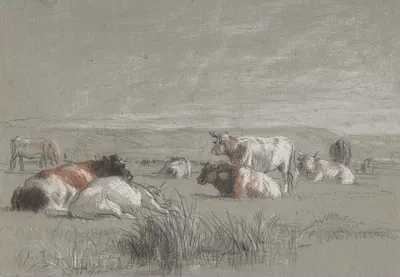 Cows in a Landscape by Констант Труайон — digital art print download