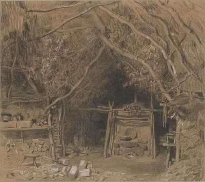 The Workshop of a Wooden Shoe Maker by Constant Troyon — digital art print download
