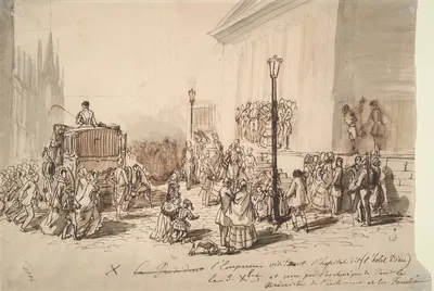 Reception of Emperor Napoleon III at the Hospital 'Hotel Dieu' by Constantin Guys, 1852 — digital art print download