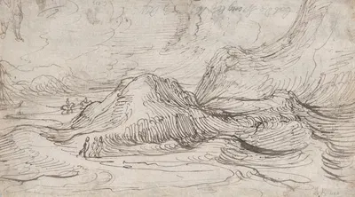 A Mountainous Landscape near a River with a Horse-Drawn Barge and Several Figures by Корнелис Клаэсз. ван Виринген —…